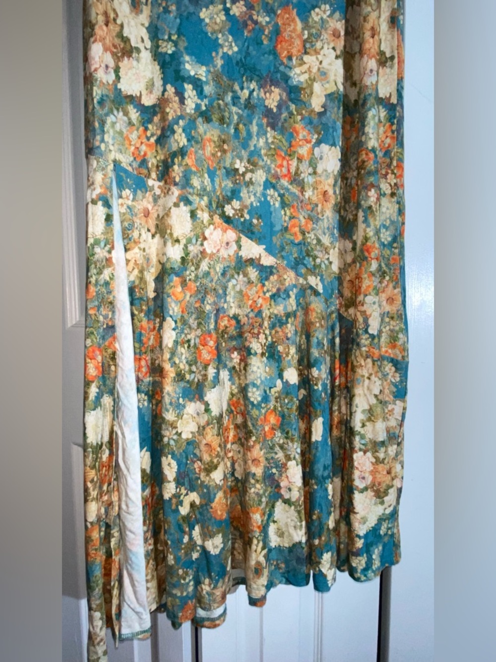 Peruvian Connection Long Maxi Floral Skirt XL Side Slit  AA19 - Picture 3 of 7